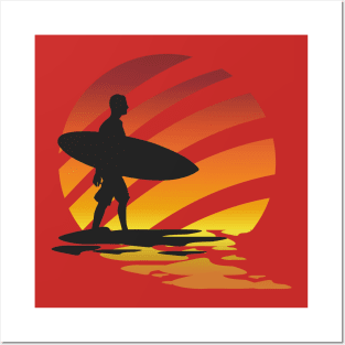 Surfing Sunrise Posters and Art